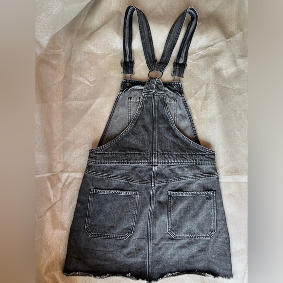 American Eagle Washed Black Denim Overall Jean Skirt Dress - Picture 6 of 10